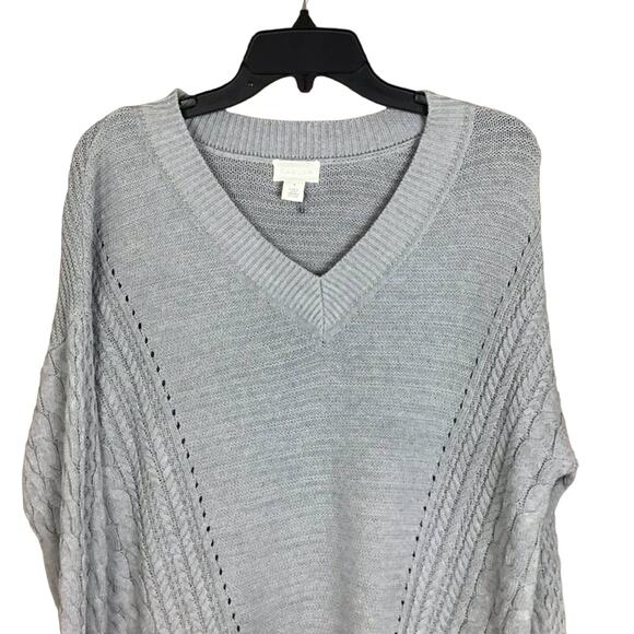 Caslon Women’s 1X Gray Cable Knit V-Neck Long Sleeve Sweater NWT - Picture 6 of 15